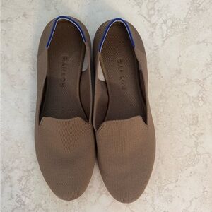 Rothy's Brown Knit Loafers with Blue Trim